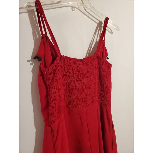 Voodoo Vixen Bauble Ruffle Strappy Smocked Crepe Romper Womens Size S Red Goth - Picture 6 of 12